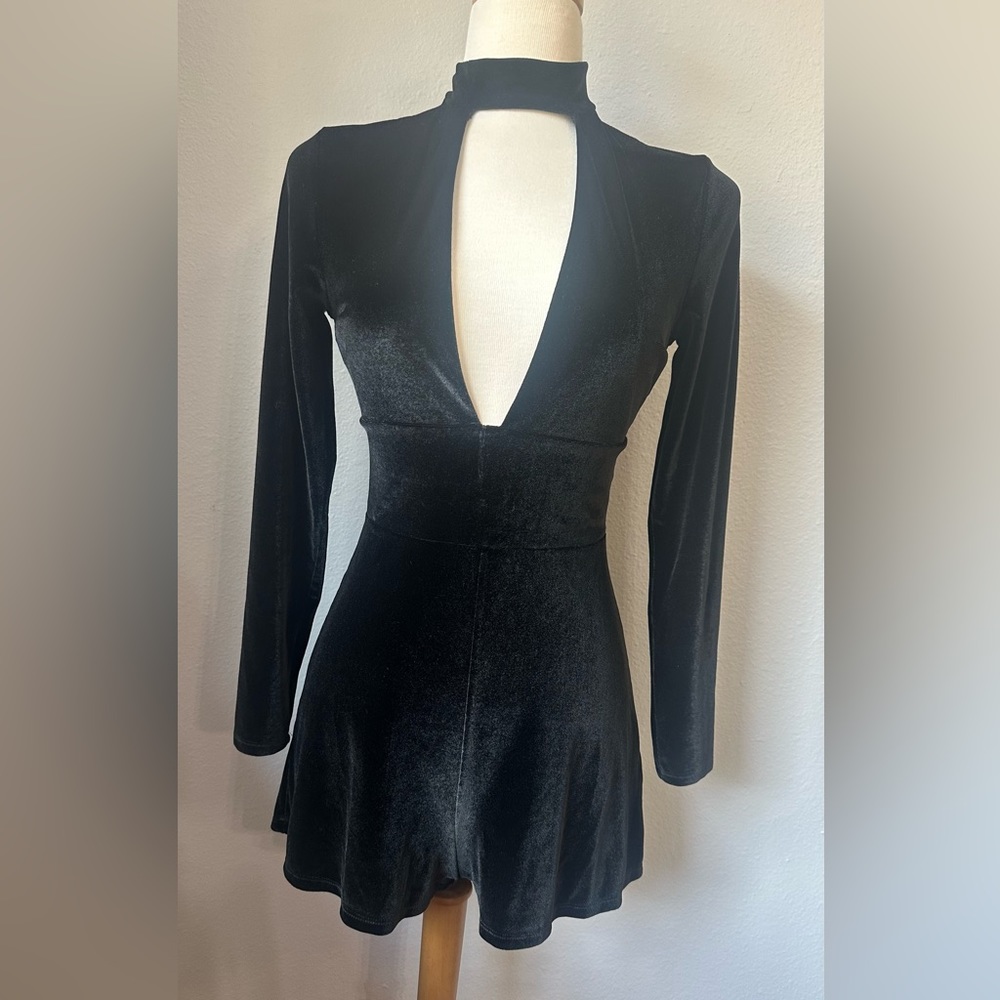 Express velvet long sleeve romper